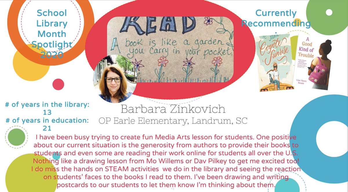 paddockspage's tweet photo. April is School Library Month! Now more than ever we are working hard to keep our kids afloat in a sea of information. I’m going to highlight ladies in my district that are  keeping the kids learning and reading! @MrsZReads @SCASLNet https://t.co/SoqTANidaf