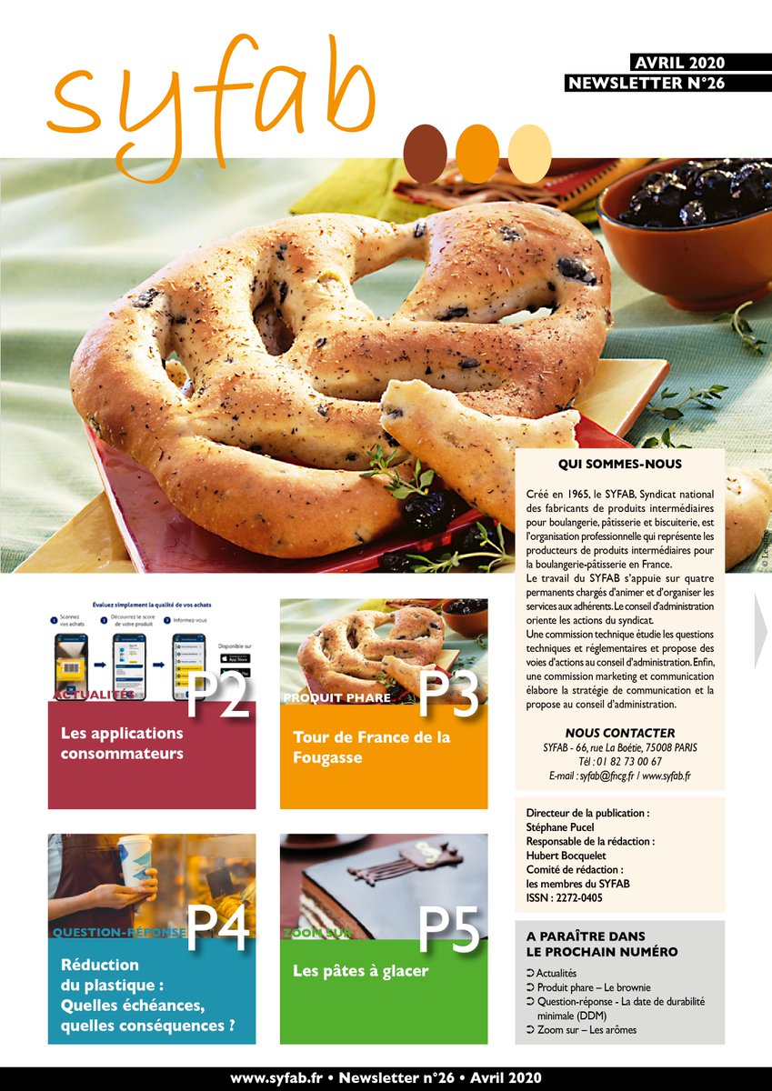 syfab_bvp's tweet photo. Notre #Newsletter SYFAB n°26 est disponible : https://t.co/ZgJnsBomuI

Au sommaire :
• Actualités : Les applications #consommateurs
• Produit phare : Tour de France de la #Fougasse
• Question-Réponse : Réduction du #plastique
• Zoom sur : Les #pâtes à glacer

Bonne lecture ! https://t.co/63GXiZhJfp