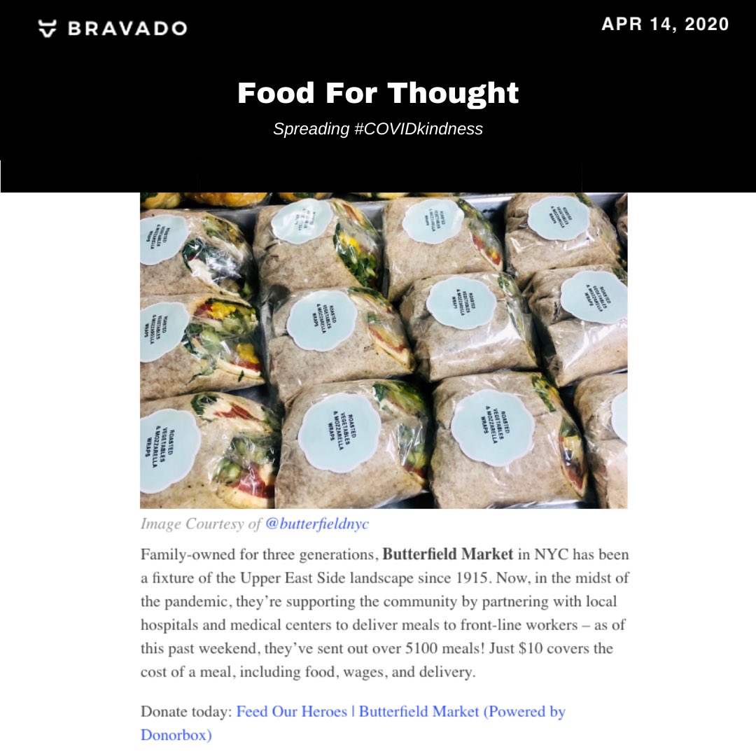 Thank you <a href="/bravado/">Bravado</a> for including us in your weekly newsletter! Click the link in bio to donate in support of healthcare workers.