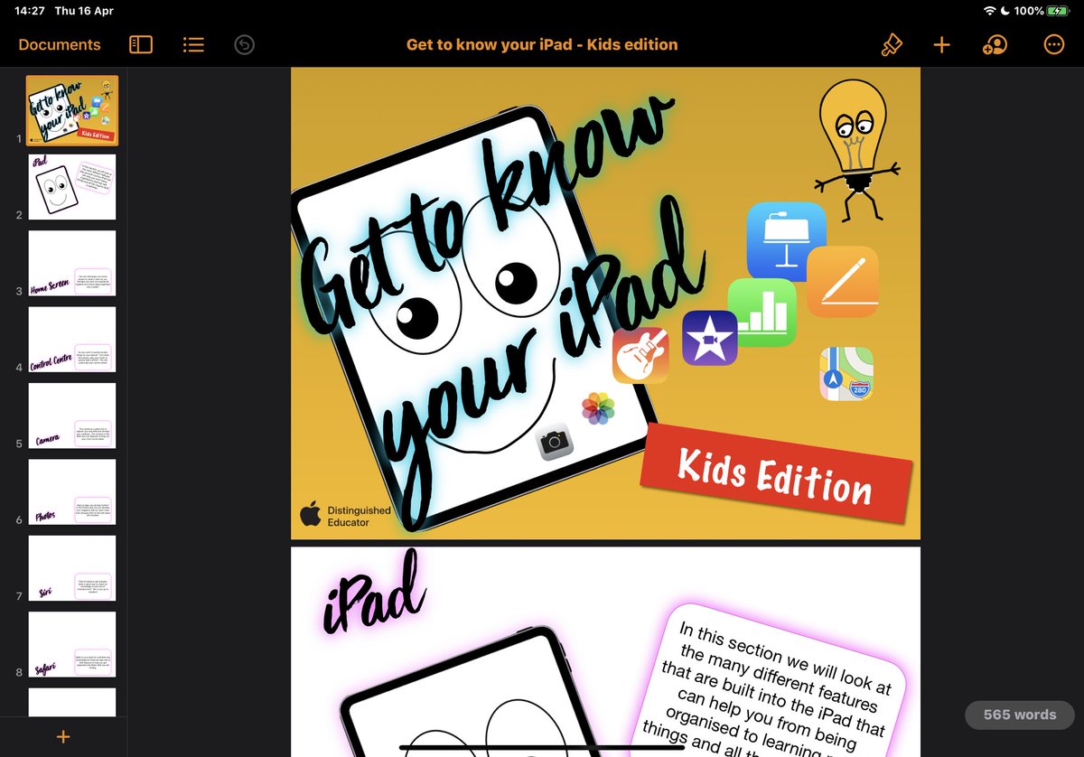 Im working with my son on a book that helps children get to know their iPads better.  Based on #AppleTeacher but from a younger persons view of how they would use the different tools.  Should keep us busy and learn new things