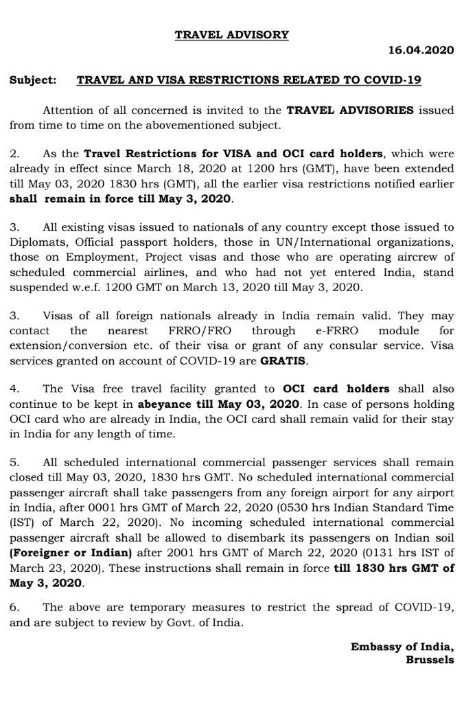 India In Belgium Travel And Visa Restrictions Related To Covid 19