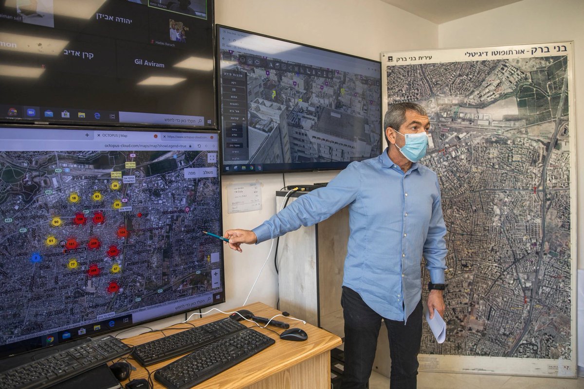 A few senior reserve officers, led by Maj. Gen. Ronny Numa, took charge. One quickly set up an ops center with state-of-the-art tech giving a 3-D view of every building in town — anyone who'd tested positive, each elderly resident, each synagogue and yeshiva, and much more. 3/