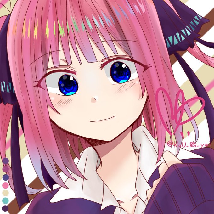 ゆいさんがTwitterに投稿した中野二乃(五等分の花嫁)のイラスト。