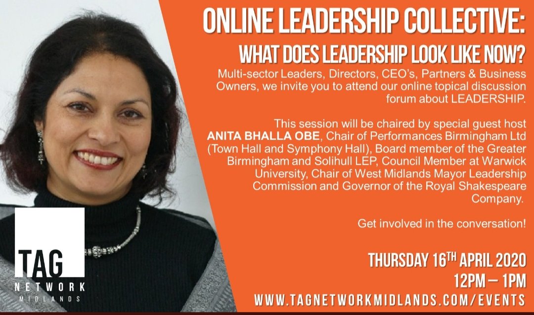 anitachumber's tweet photo. Great session on #zoom today @TAGNetworkMids with @AnitaBhalla talking about #leadership and bringing the community together during this lockdown and good to see some new faces and board members #PositiveVibes #tagnetwork #StayAtHome https://t.co/m9x5JenNUH