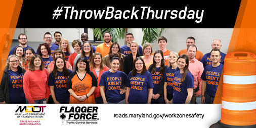 #ThrowBackThursday from last year’s GO ORANGE DAY featuring employees from our partner @FlaggerForce  wearing orange in support of #NWZAW. Help us GO ORANGE on April 22 by sending us photos of you and your family wearing orange.  Tag us! #GoOrangeMD #MDOTcares