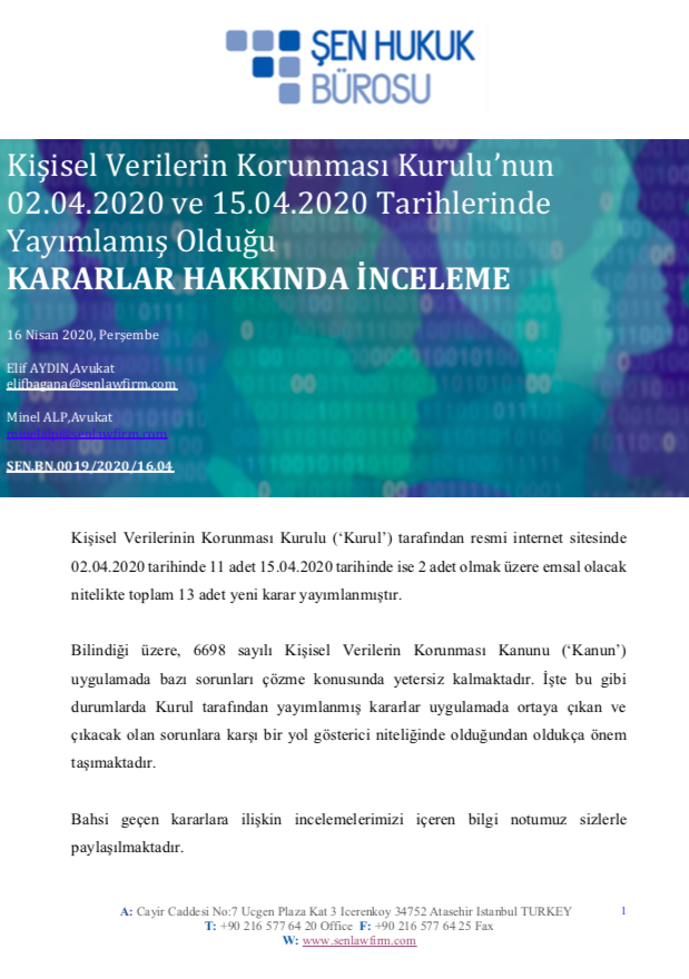 SenLawFirm's tweet photo. Kişisel Verilerin Korunması Kurulu’nun yayımlamış olduğu 13 yeni karar hakkındaki inceleme ve değerlendirmelerimize aşağıdaki linkten ulaşabilirsiniz.

https://t.co/kFbrwfUqMA 

#salgın #covid19  #kvkk #koronaturkiye #law #hukuk #EvdeKal #HomeOffice https://t.co/pthT1v8ZHT