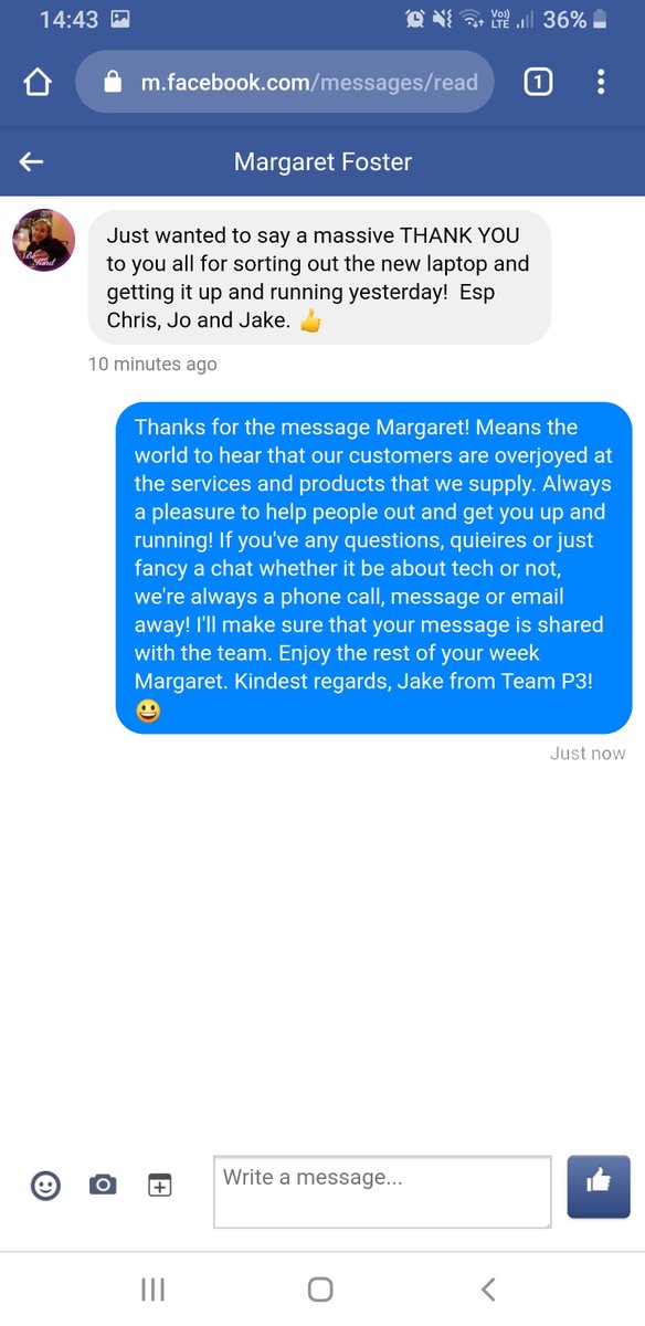EverythingP3's tweet photo. It really makes our week when we receive messages from the people that we help out here at P3! Margaret was struggling to use her laptop to complete her work from home. We supplied her with a new one and had her back up and running in no time! Thanks again Margaret! https://t.co/7pUFrAdHrh