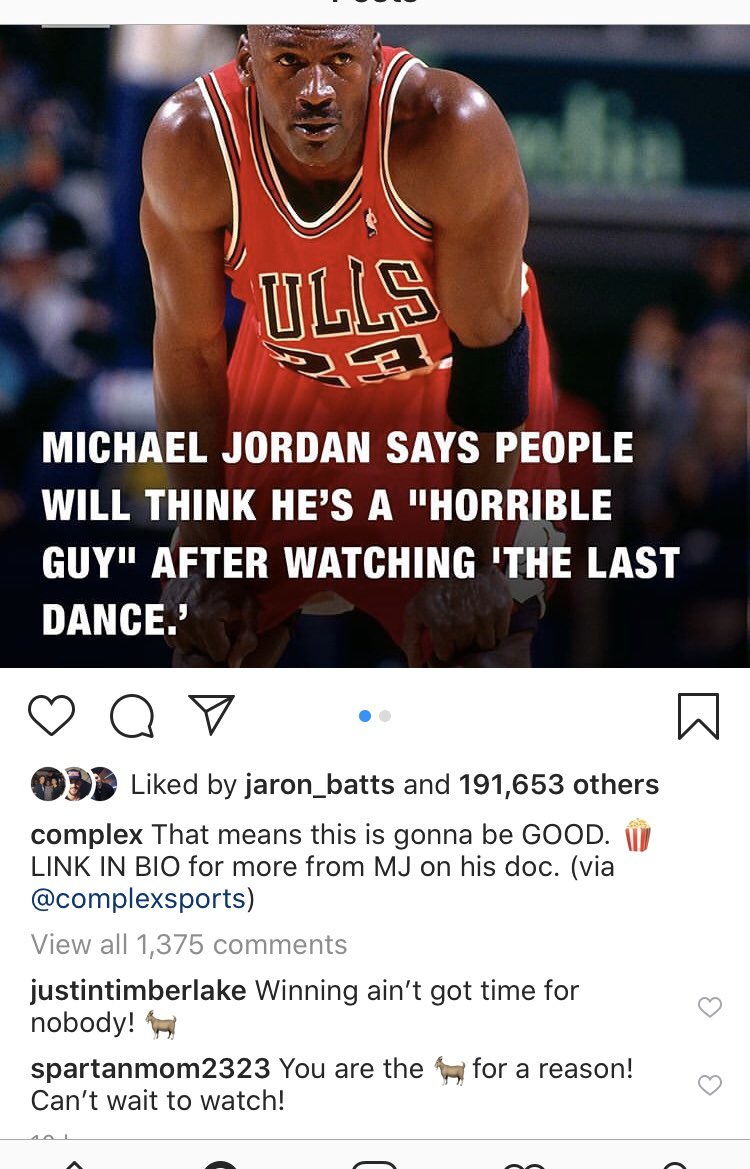 Jeanine28717598's tweet photo. My quarantine life is complete! JT and I commenting on the same post about 1 of my all time fav players and it looks like below. Had to take a moment from teaching my students online..ok..now back to being a middle school teacher! Kids..That break brought to you by @jtimberlake https://t.co/izqcT8G2vx