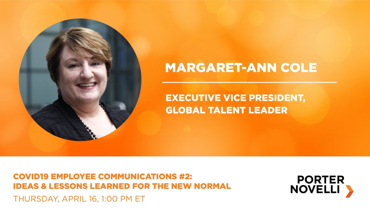 Especially now, companies are called to communicate both transparently and empathetically with employees. Join our Global Talent Lead, Margaret-Ann Cole, today at 1:00 p.m. ET for added insights to help you navigate this new normal. Register here: bit.ly/2ylCng2.