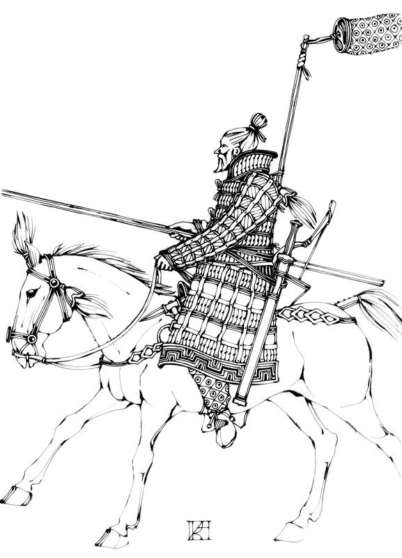 Reconstruction of warriors depicted on Orlat plaque.