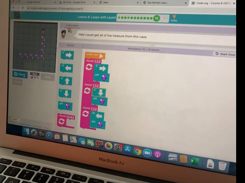 LarraMedia's tweet photo. Even though they are at home, students are still hard at work!  Keep up the great work and thanks for sharing!  Hope that all of you are staying healthy while continuing to learn! #bravobburg #edtech #distancelearning @codeorg https://t.co/2h1bCzlKz2