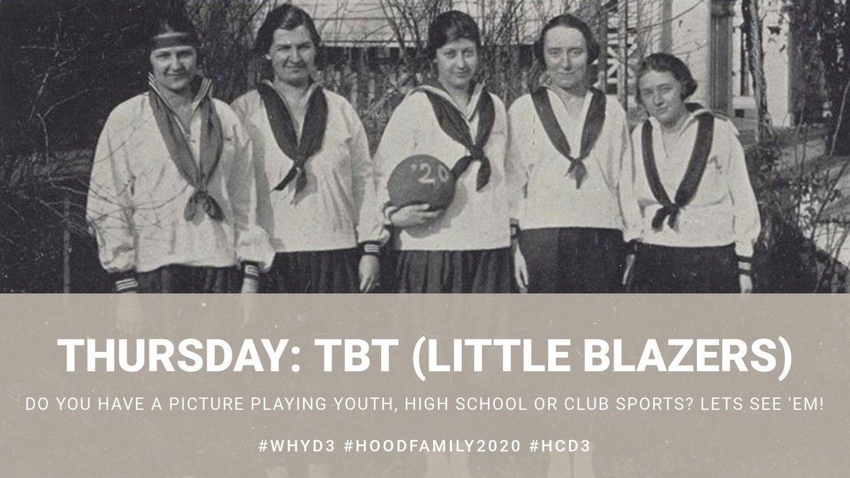 HoodBlazers's tweet photo. D3 Week Throwback Thursday - Let’s see a pic of our Blazers in their youth, high school or club sport days! Use the hashtags #WhyD3 #hoodfamily2020 #HCD3 

This photo is of the 1920 women’s basketball team, via Hood Library Instagram https://t.co/BzPk6KZ4pG