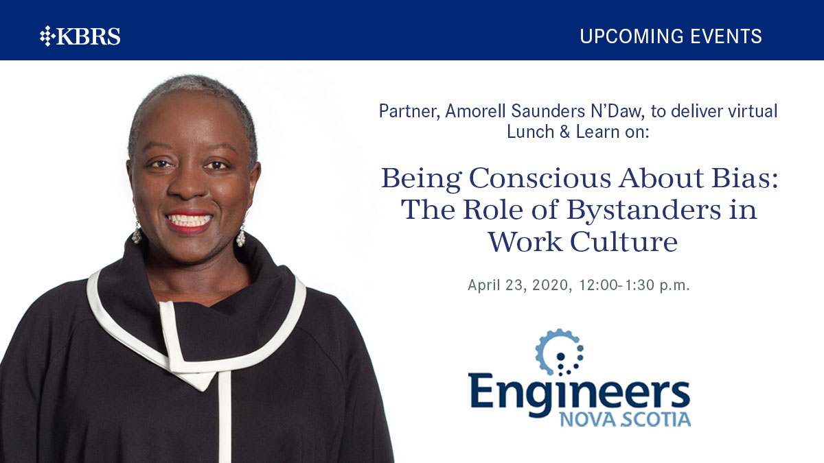 Partner and Equity, Diversity, and Inclusion Lead, Amorell Saunders N'Daw, will present a virtual session on ‘The Role of Bystanders in Work Culture’ next Thursday, April 23, to members of <a href="/EngineersNS/">Engineers NS</a>. Members can register here > engineersnovascotia.ca/events/view/?e…