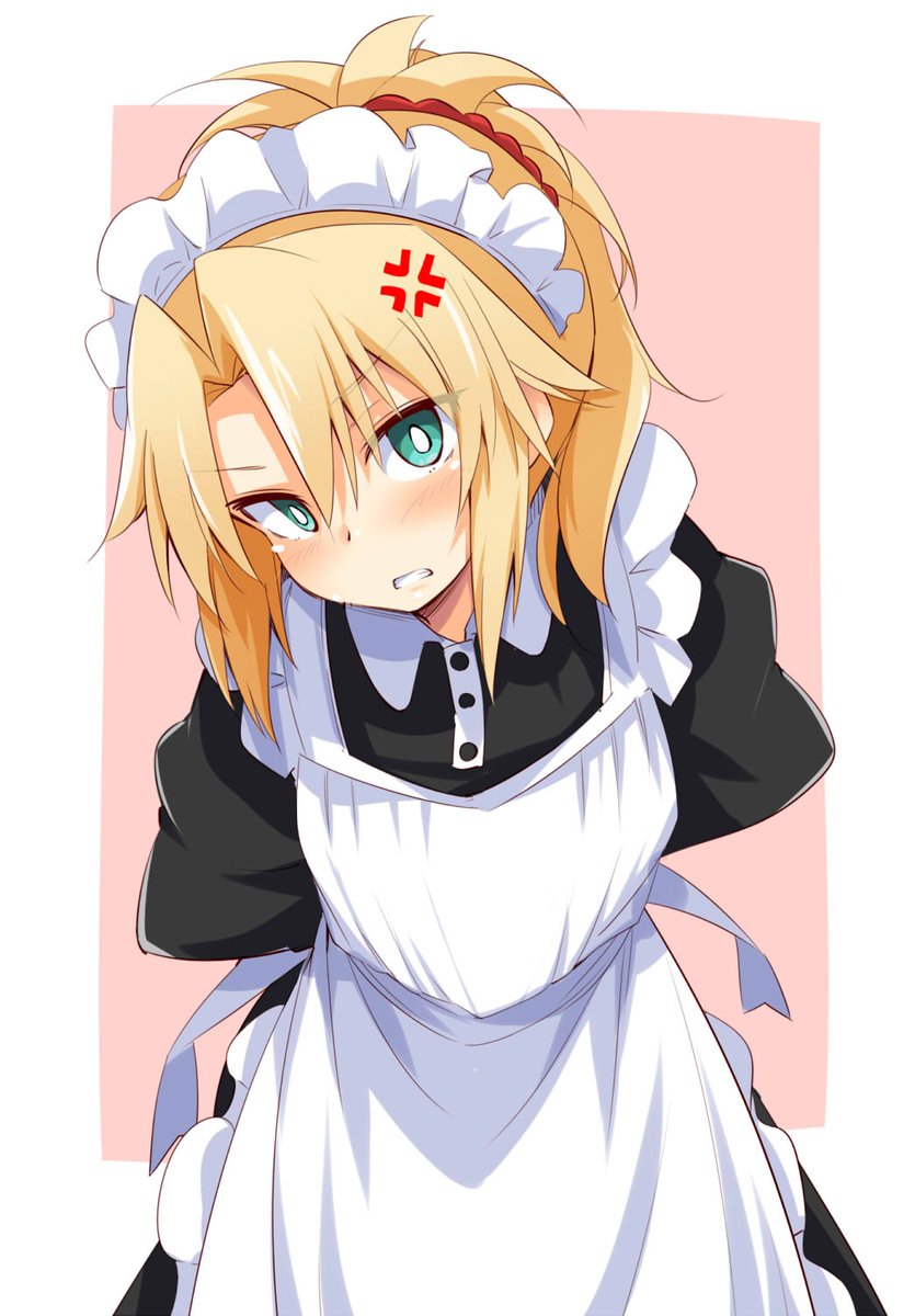 mordred (fate) ,mordred (fate/apocrypha) 1girl maid maid headdress solo blonde hair alternate costume apron  illustration images