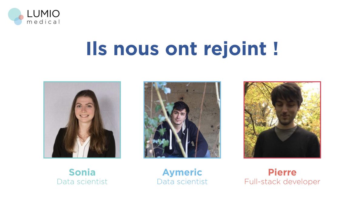 Lumio s'agrandit 👋
C'est un plaisir de vous annoncer les arrivées ces dernières semaines de 3 nouveaux membres de l'équipe pour poursuivre notre développement au service des praticiens hospitaliers !
#rh #growth #dev #data #aiforhealth