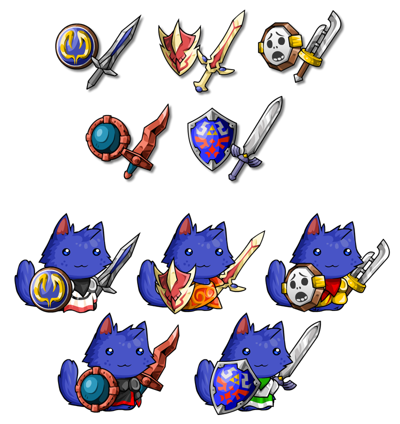 Matt Kupo Roszak Here S Some Well Known Swords And Shields In The Style Of Epic Battle Fantasy 5 In Ebf5 These Would Would Be Classed As Cat Toys Since It S Only