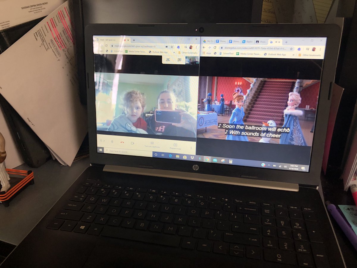 MrsPeter10's tweet photo. When someone wakes up early from nap and your doing extra office hours that the kids asked for and are waiting...... split screen parent and teacher life! https://t.co/cjCqvvzDeW
