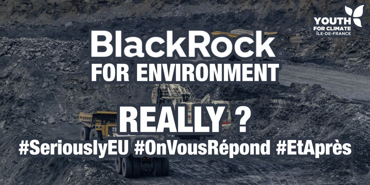 Youth4Climatefr's tweet photo. Quelle Europe voulons-nous pour demain ? Une Europe qui choisit comme conseiller environnemental BlackRock ? 🔥🌍

Notre avenir est en péril, allez-vous revenir sur cette mission confiée à BlackRock Mme la Présidente 🇪🇺 @vonderleyen ? 

#EtAprès #SeriouslyEU #OnVousRépond https://t.co/WOcemjsJOm