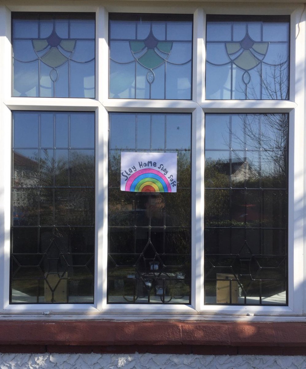 Another emotional #ClapForCarers tonight. ‘After every storm comes a rainbow’ - here’s some of our cheerful windows. 👏🏻🌈