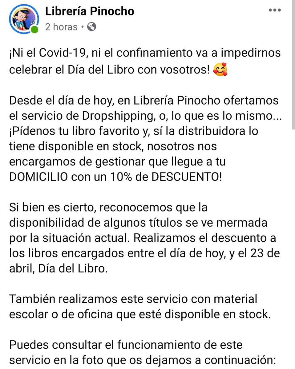 LibPinocho's tweet photo. Estamos muy contentas de anunciar que, desde el día de hoy, tenemos servicio de dropshipping. 
¡Ahora tus libros o tu material a domicilio! 🥰 https://t.co/QrRYOPNund