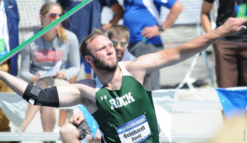 PSACsports's tweet photo. PSAC Country! Our #TBT today goes back to 2014 when @Rock_Athletics David Reinhardt won the @NCAADII Outdoor National Championship in the Javelin Throw! He turned in a throw of 68.83 meters; which was over 4 meters than his previous personal best! #PSACoutdoor #PSACProud https://t.co/Hma0tqpRNS