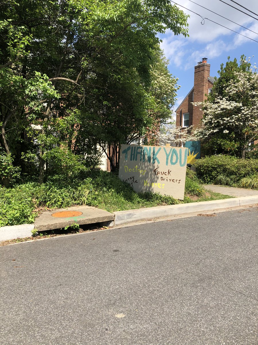 While out conducting a community sweep, I noticed this sign from a neighbor thanking our essential workers! It is our #DCvalues that will help guide us during these difficult times! #ward4proud