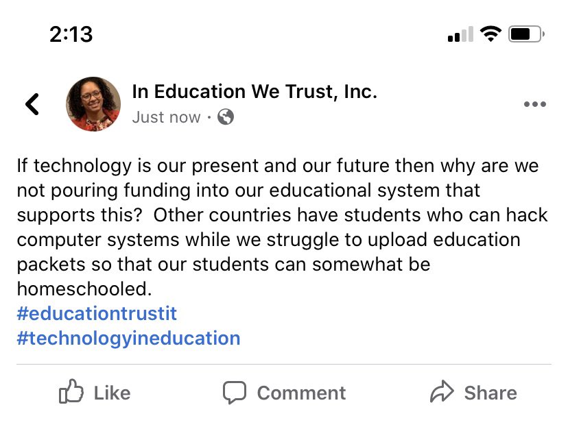 InEduWeTrustInc's tweet photo. #educationtrustit #technologyineducation https://t.co/DIdtAXihNq