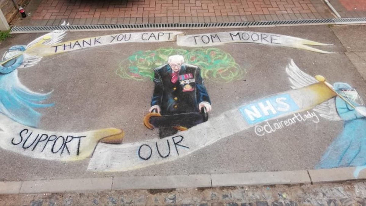 CTKPrimaryCov's tweet photo. Beautiful artwork from our resident artist @claireartlady 👏🏻 Thank you @captaintommoore &amp; the @nhsuhcw  💙 https://t.co/3OXtBY1f0F