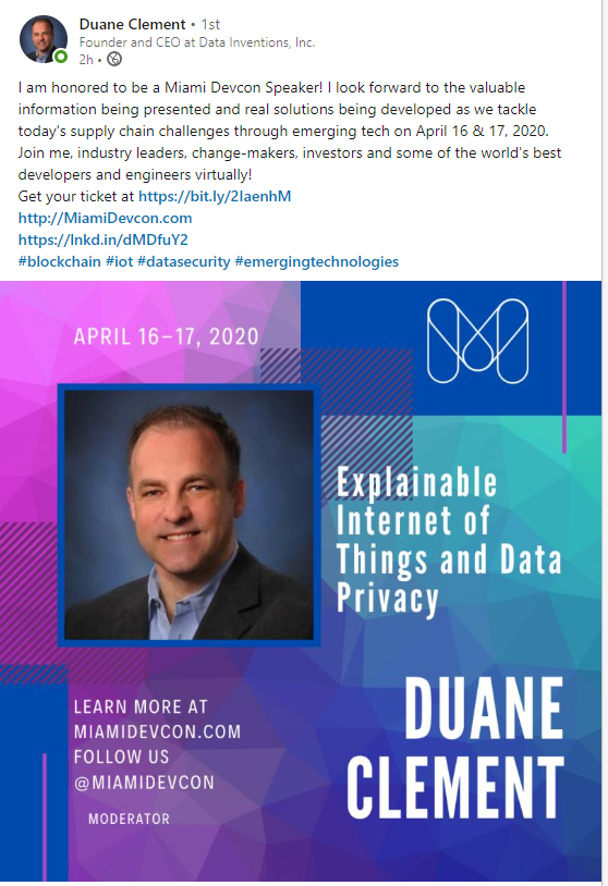 BenFrankBrian's tweet photo. When the US needs #manufacturing #technology expertise, where do they look?... #Erie!
Proud that the Founder & CEO of @BenFranklinCNP portfolio company @datainventions - Duane Clement - is a featured speaker @ #MiamiDevcon!
#blockchain #iot #datasecurity #EmergingTechnologies https://t.co/93ccuZfZsJ