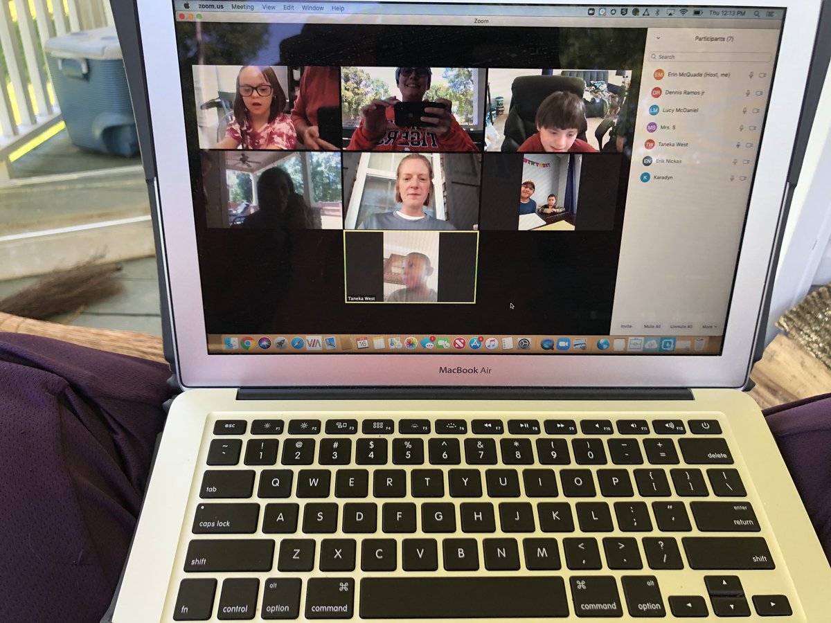mrsemcquade's tweet photo. Loved Zooming with four of our Rangers today! Hearing their stories and seeing their excitement to see their friends had me close to tears. Miss them all and my fabulous ladies! @CamilleKR6 @KSidaway1 #oneRCE #10YearsStrong #teachersduringcovid #sweetkiddos https://t.co/gPl3eU8qqm