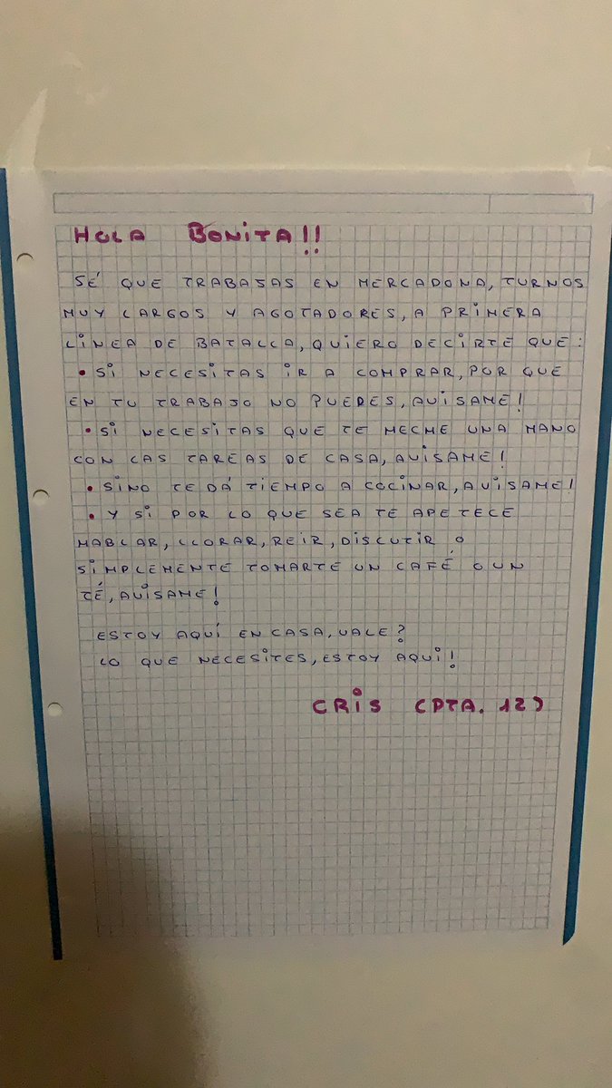aimPROser's tweet image. Esta es la nota que se ha encontrado mi madre tras abrir la puerta de casa.