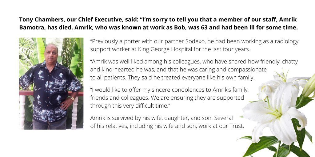 RIP Amrik Bamotra.  #NHSheroes  https://www.ilfordrecorder.co.uk/news/bhrut-honours-staff-member-suspected-died-of-covid-19-1-6609954