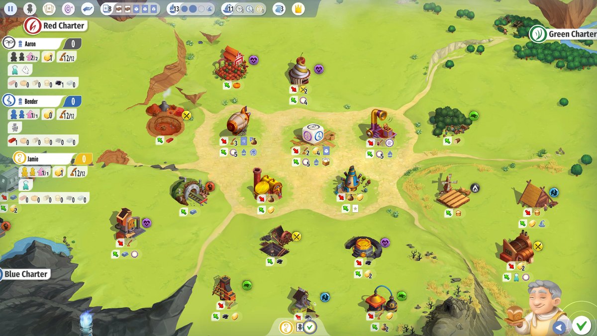 thesecretcabal's tweet photo. Started a solo vs AI campaign of Charterstone Digital last night and I gotta say, it's really well done. Wasn't sure I was happy with it when I played the tabletop version but now giving it a second shot, I'm really liking it. The game part of this implementation is excellent... https://t.co/ROCOfqnBbw