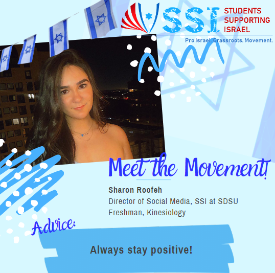 SSI_Movement's tweet photo. #MeetSSI Sharon Roofeh the director of social media at @ssi_sdsu ! Sharon is doing amazing work on the SDSU social media and reaches hundreds of students and supporters online! https://t.co/uJ9rSlV5RE
