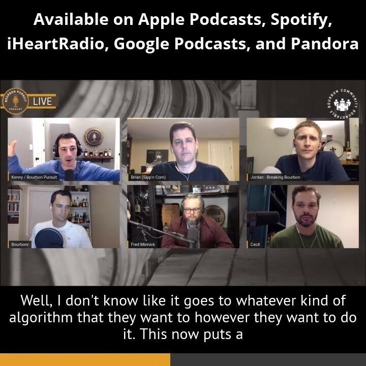 BourbonPursuit's tweet photo. Here's a clip from today's podcast. You can subscribe anywhere you get your podcasts. Spread the good word of bourbon.

#bourbon #whiskey #podcast #covid19 #shipping #ship #hb415 #bourbontomydoor #distillery Featuring @bourbonr @breakingbourbon @fredminn… https://t.co/Lvj0aOfmtV https://t.co/mklqLa26ex
