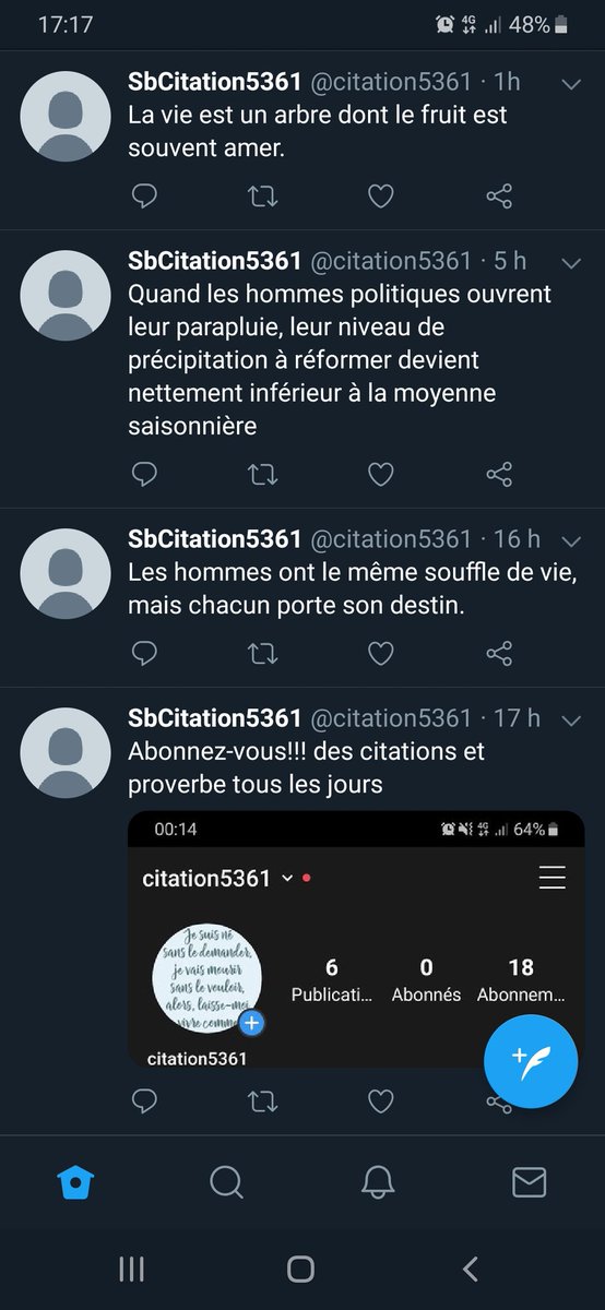Une citation et un proverbe par jour 

Abonnez vous et partagez un max