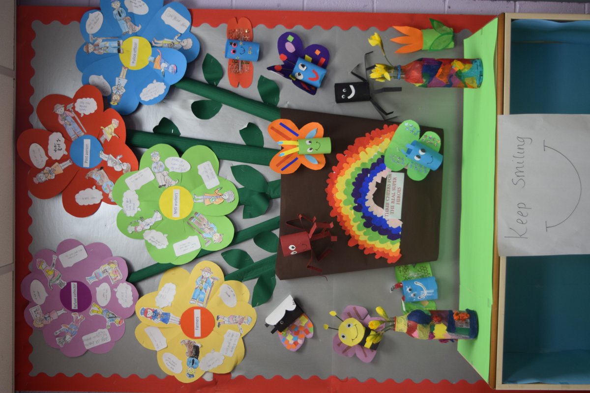 It's finished! Well done to everyone on Team D for this lovely display produced this week for us all to enjoy. A lovely tribute to all the keyworkers helping keep Britain safe and running at this time. Some treats for families too! #creativity #teamwork #collaboration #keyworkers