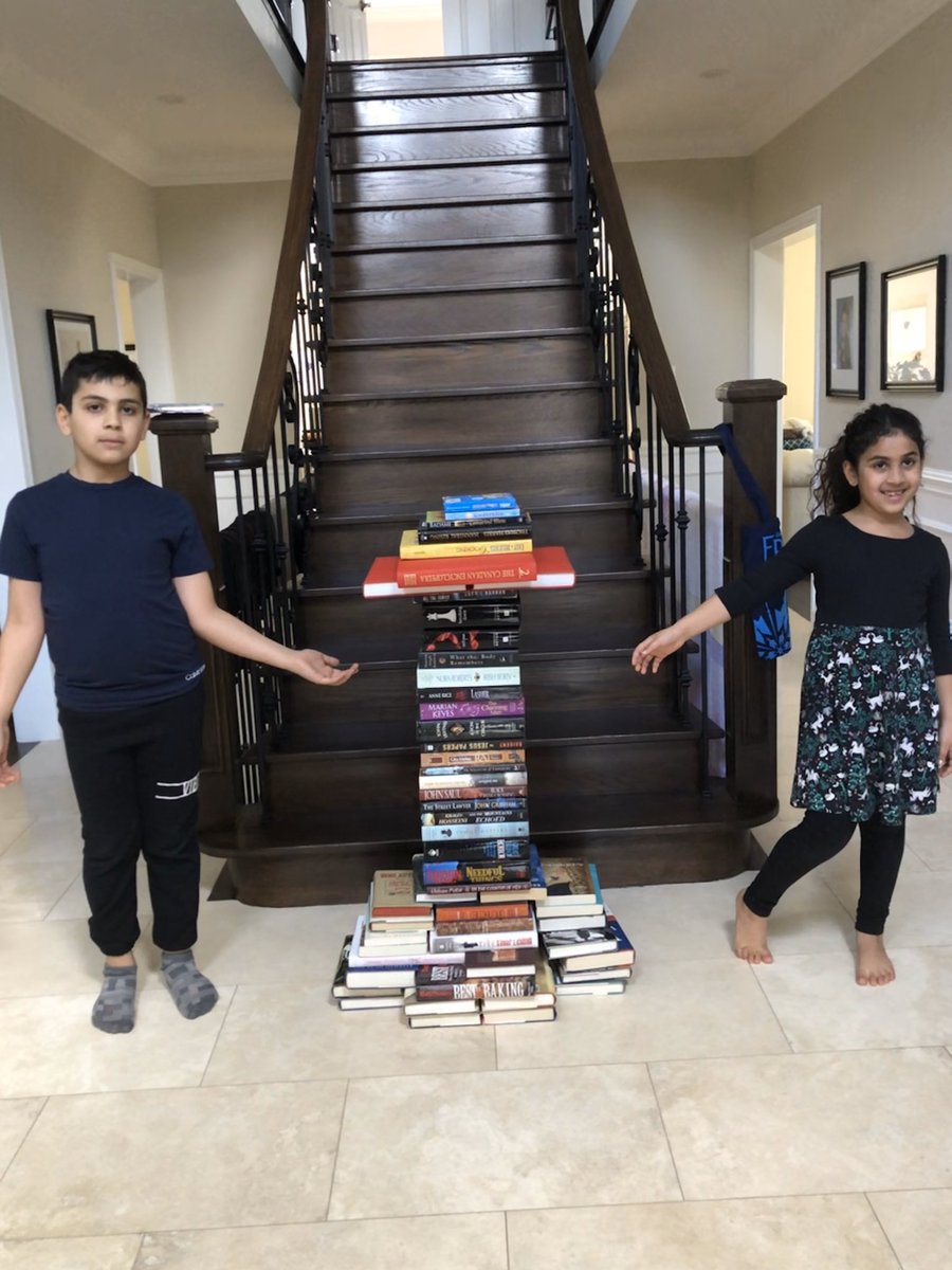 jrezvani's tweet photo. Great teamwork from my 7&9 year olds in building #mycntower . Now, who’s volunteering to put them all back on the shelves? @cntower #siblings #covidisolation #kidbuilders #booksareessential https://t.co/gYTZ5DEgcL