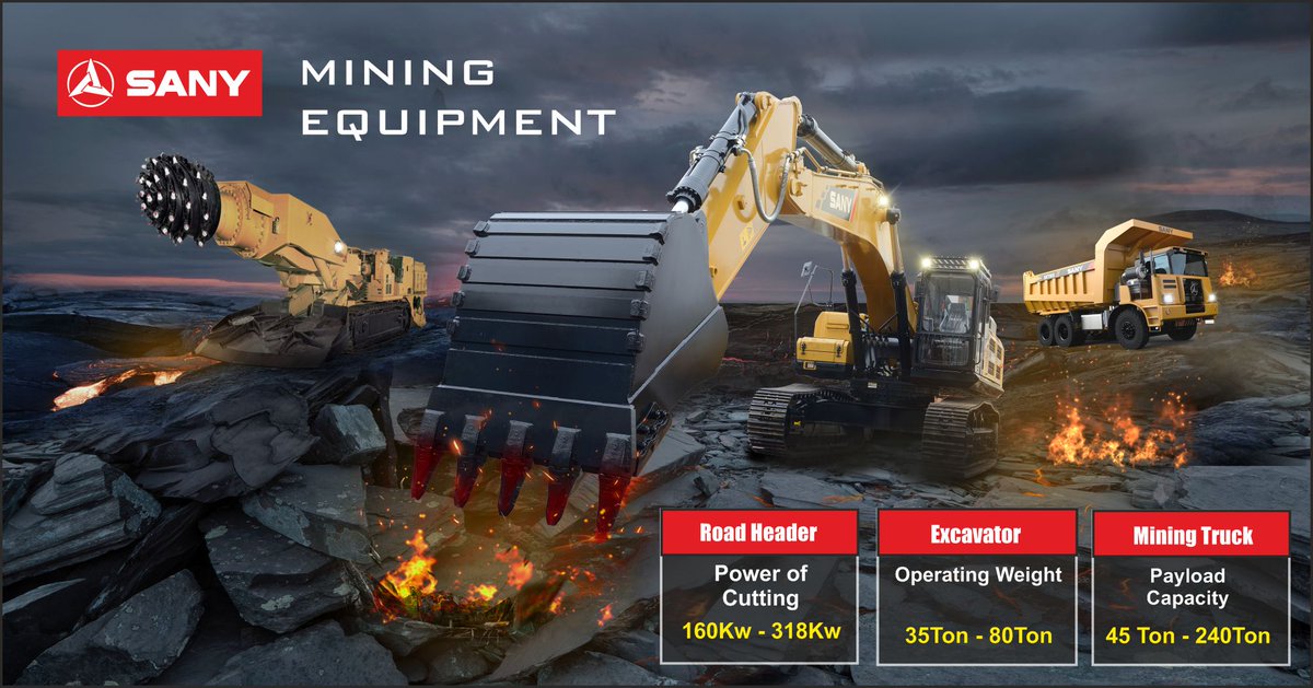 SanyIndia's tweet photo. Sany India offers a wide product range of heavy duty machinery for all your mining requirements.
For more queries click on the link below:
https://t.co/mRRhPcVr5x
#sanycares #mining #miningequipments #heavymachines #excavators #dumpers #roadheaders https://t.co/P4WCP1A28R
