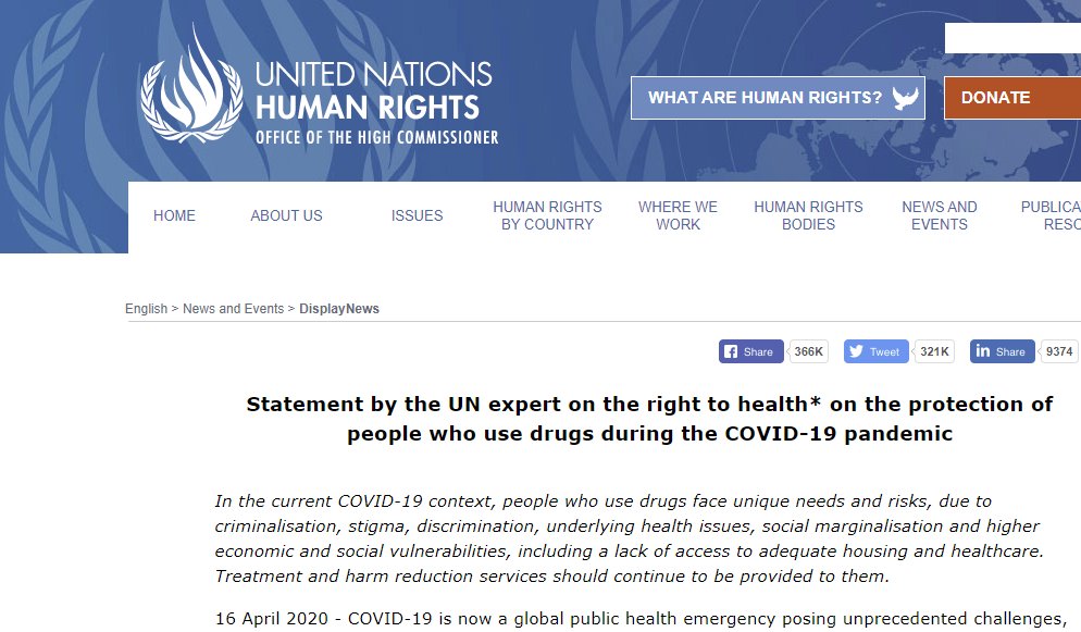 HRInews's tweet photo. Statement by the UN expert on the right to health -#Harmreduction services are essential for the protection of the right to health of people who use drugs. In this context, these should be acknowledged as key services and thus remain available https://t.co/t3TQOtbsPi https://t.co/UaRTUAYrkX
