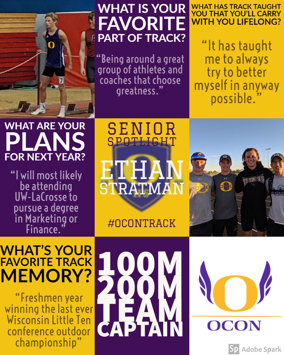 OconomowocXC's tweet photo. Our #SeniorSpotlight today is sprinter and Team Captain Ethan Stratman! #OconTrack #OconPride https://t.co/3KefcPRRq7