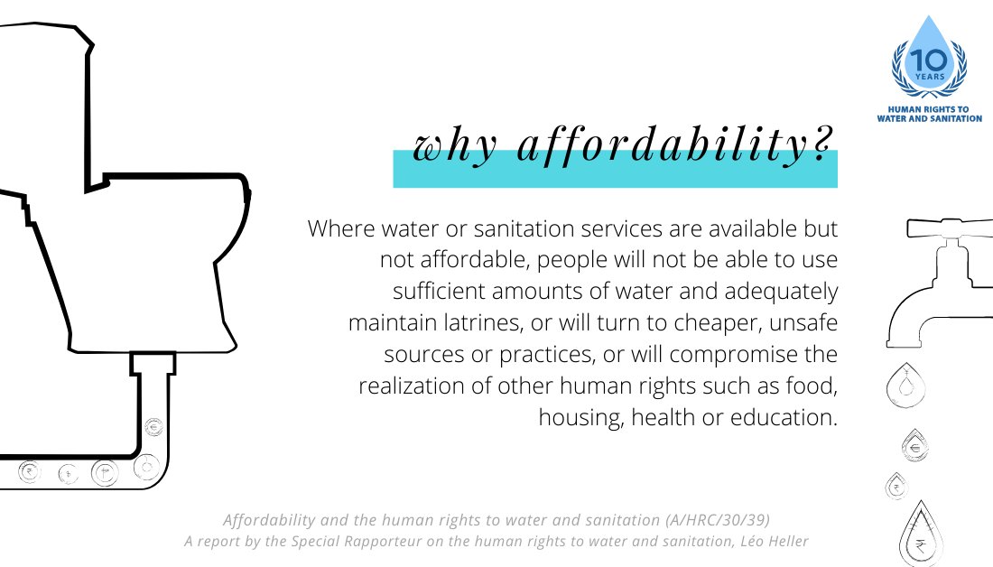 Where water or sanitation services are available but not affordable, people will not be able to use sufficient amounts of water and adequately maintain toilets or return to cheaper, unsafe sources or practices.See leaflet on affordability:  http://tiny.cc/c5p5mz 