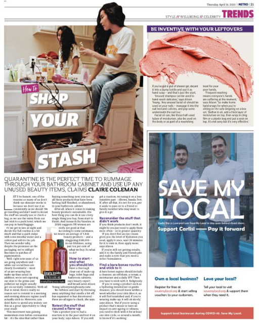 carlisibar's tweet photo. Who spotted us in today's @MetroUK?
Great to see so much support for our #SaveOurLocal voucher campaign ๐ธ
For more information or to purchase a voucher and support Carlisi through these uncertain times, visit https://t.co/kNFfRc0pGc ๐ป https://t.co/loJo4drPCh
