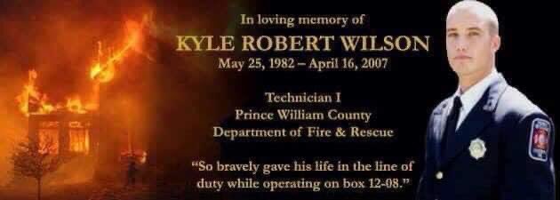 IAFF4145's tweet photo. Today we remember a tragic day in Virginia history 4/16/2007. Brother Kyle Wilson killed searching for victims in an early morning house fire in Prince William. And at VT 32 victims were killed. We’ll never forget our fallen Brother or the fallen at VT. https://t.co/hGzQqc9xIu