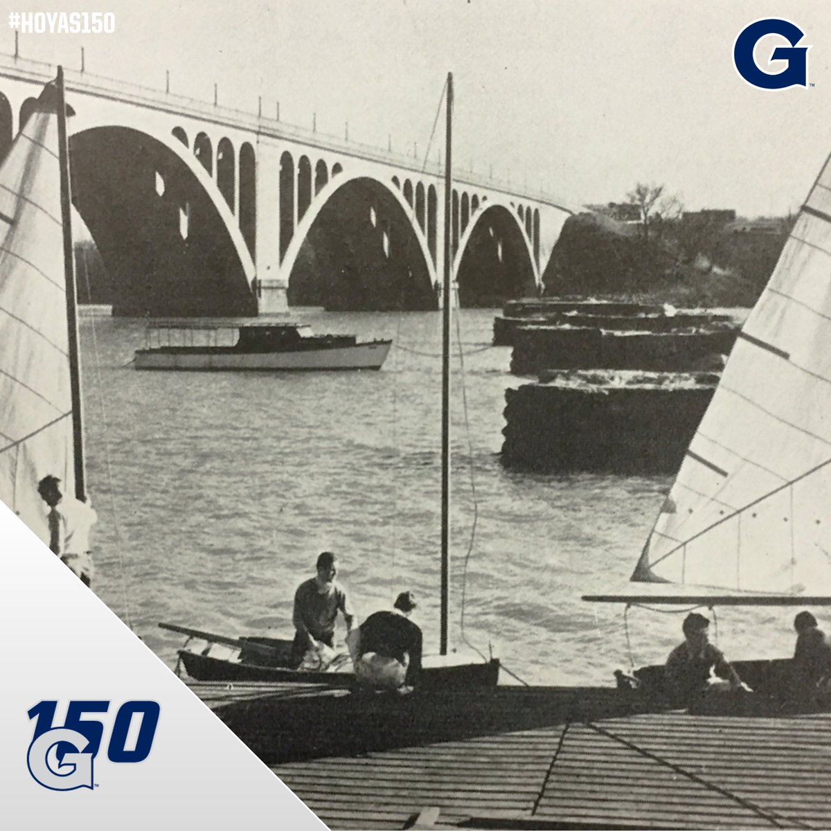 GeorgetownHoyas's tweet photo. 1937: Georgetown sailing club is established, and debuts in the Boston Dinghy Challenge Cup Regatta. #HOYAS150 https://t.co/XXQGYIrLre