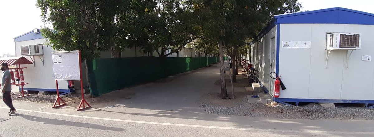 Atlantic2009's tweet photo. Creating another example of #Covid19 best practice, our #SafetyTeam have divided the labour accommodation camp into four zones by installing fencing with different access lanes for entry and exit, also they provided separate toilet facilities concentrating each zones. https://t.co/240DMTKDRB