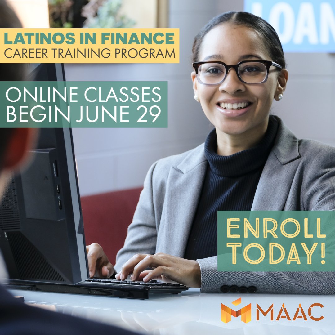 MAAC_1965's tweet photo. Now Enrolling! Latinos in Finance Career Training, 5wk online course, in partnership w/ @WeAreUnidosUS and @swc_news. Learn from the pros &amp; get job placement assistance. Apply today: https://t.co/nHQgDppf88. #LatinosinFinance #CareerDevelopment  #BilingualWorkforce https://t.co/XQE1aqGr0K