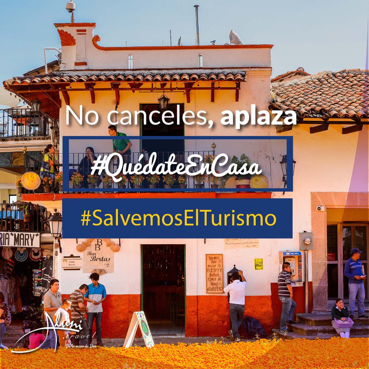 AluniTravel's tweet photo. Hoy tenemos una responsabilidad con la sociedad: quedarnos en casa.

Pero debemos también cuidar el turismo. Si tenías un viaje pautado no lo canceles, aplázalo. La contingencia no será para siempre.

#QuédateEnCasa https://t.co/2Y6FoEmpfT