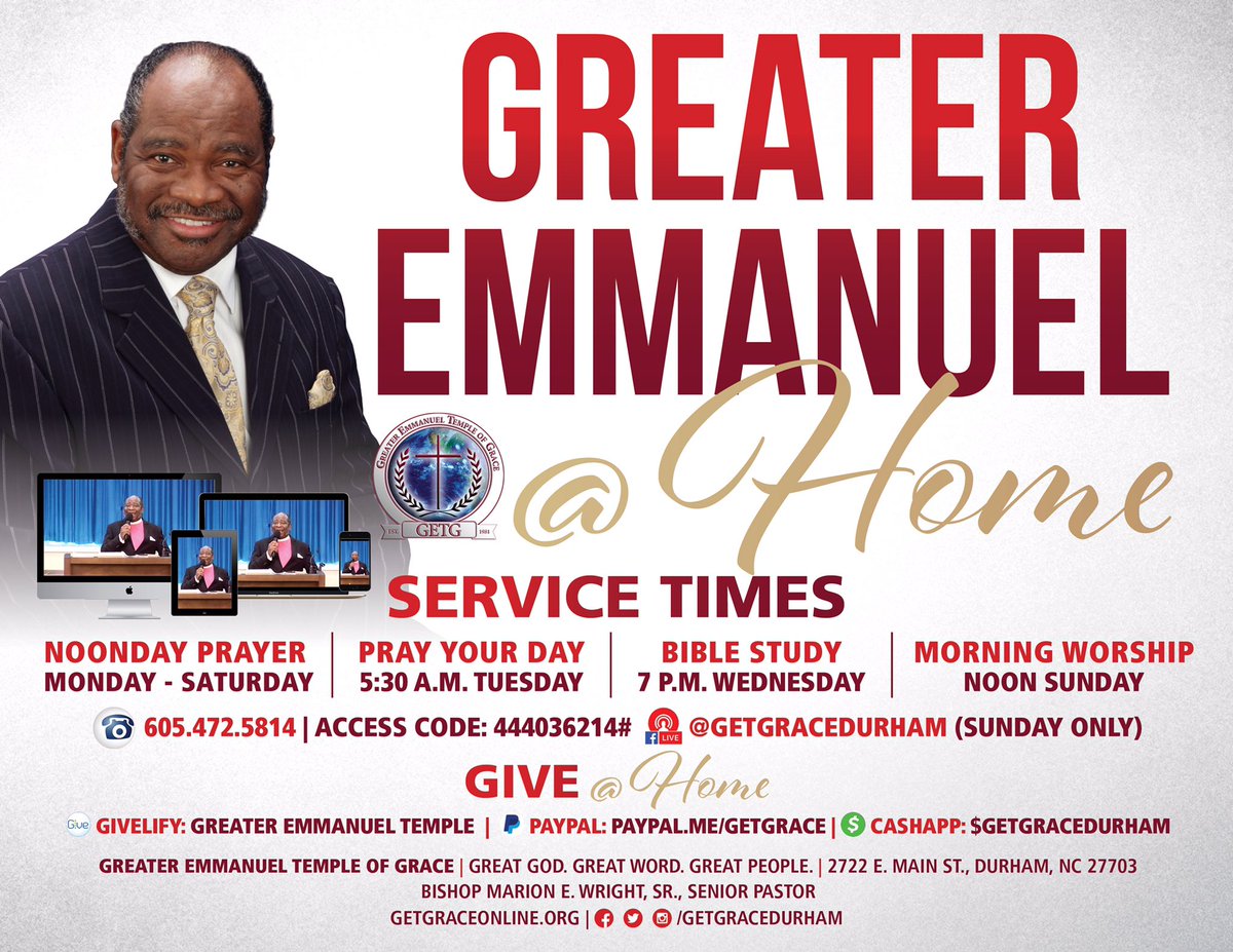 getgracedurham's tweet photo. Need a Word? We’ve got you covered! Join us for worship from the comfort of your home! #WeAreGETG #COVID19 #coronavirus https://t.co/hCBEun25cU