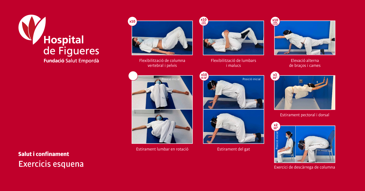 HospiFigueres's tweet photo. Avui el servei de Rehabilitació de l'Hospital de posa el focus en la nostra esquena. 

No et perdis la rutina d'exercicis que hem preparat per fer a casa 👇 https://t.co/ky0a5Hp5ik